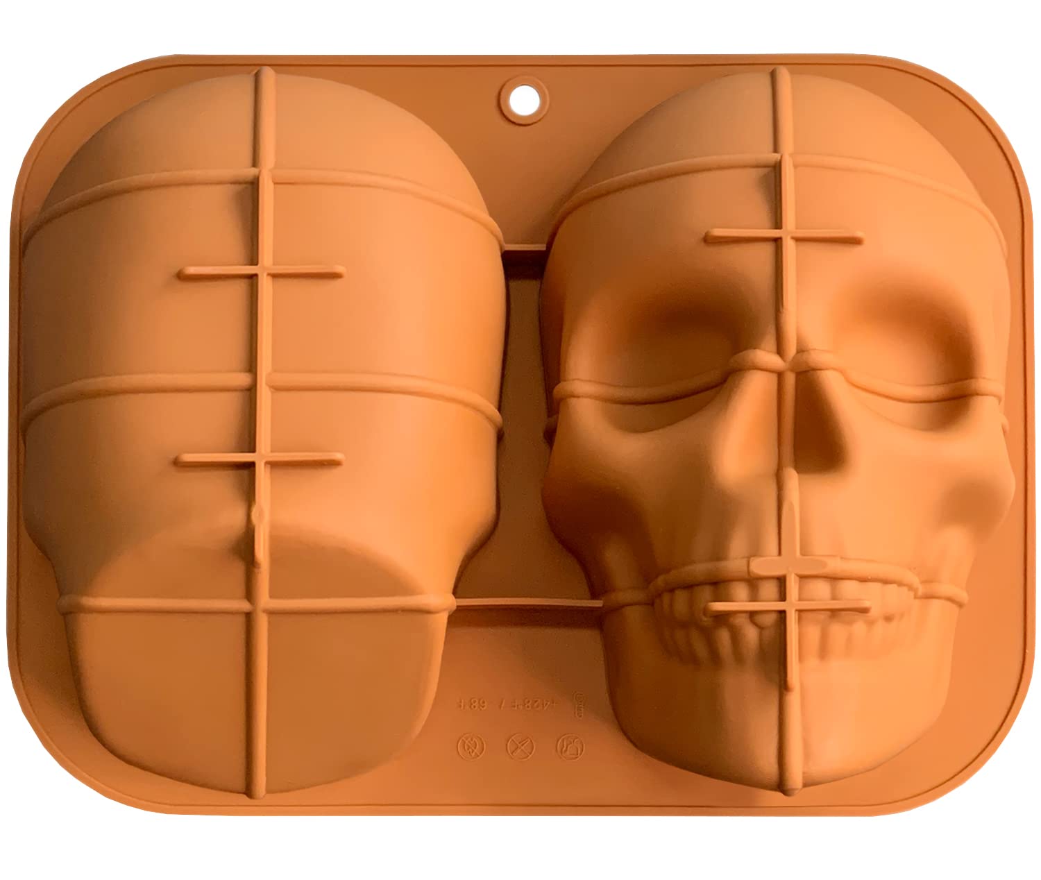 Jetkong Large Skull Cake Pan Haunted Skull Baking Cake Mold For Halloween And Birthday Party (Brown)