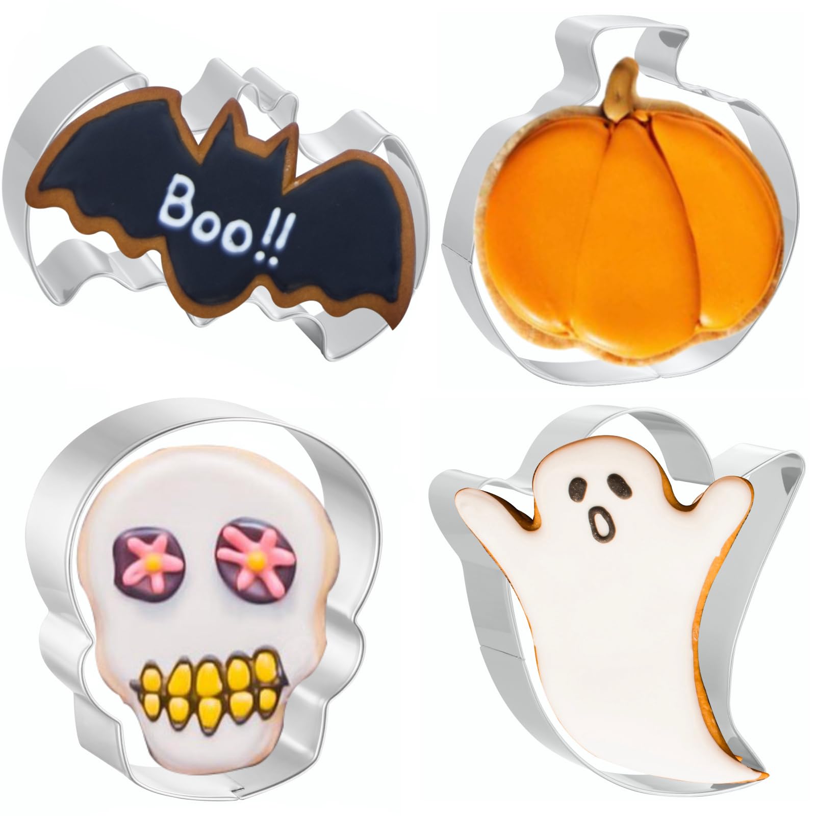 Job Jol Cookie Cutters 4 Pcs, Large Halloween Cookie Cutters, 4''