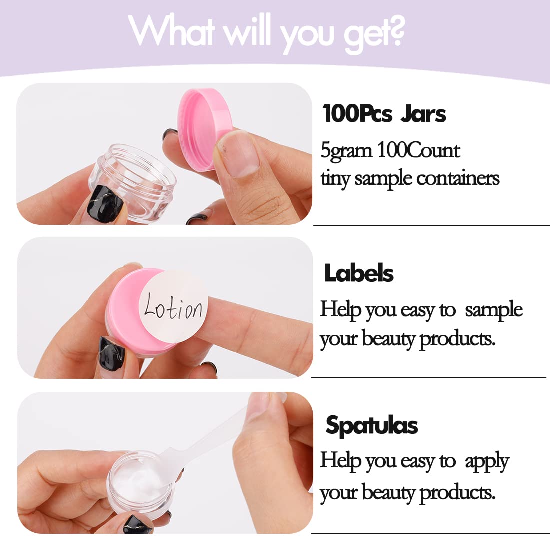 5 Gram Sample Containers With Lids, 100 Count 5Ml Sample Jars, Empty Cosmetic Containers With Lids, Small Makeup Travel Containe