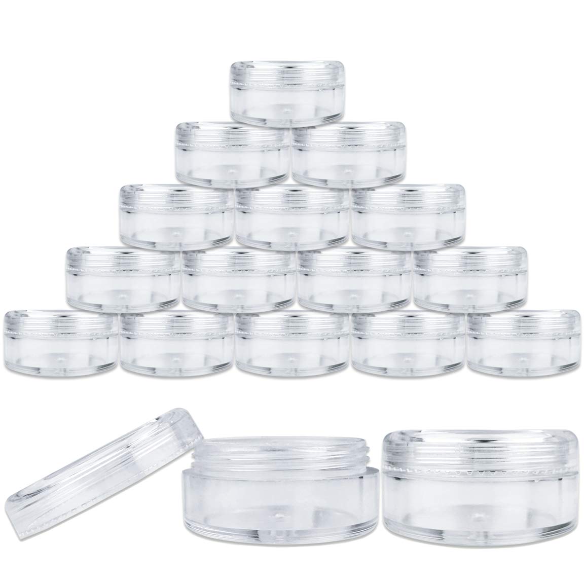 Beauticom (Quantity: 25 Pieces) 5G/5Ml Round Clear Jars With Screw Cap Lids For Lotion, Creams, Toners, Lip Balms, Makeup Sample