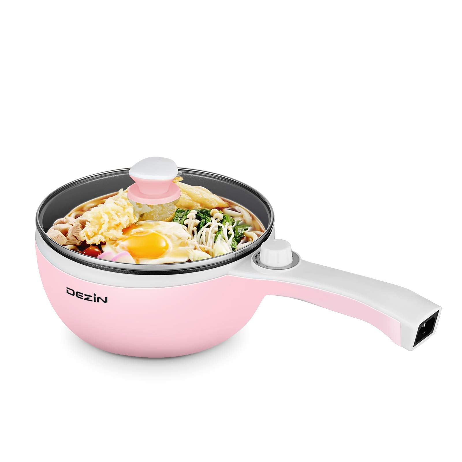 Dezin Hot Pot Electric Upgraded, Nonstick Saut Pan, Rapid Noodles Electric Pot, 1.5L Mini Portable Hot Pot For Steak, Egg, Fr