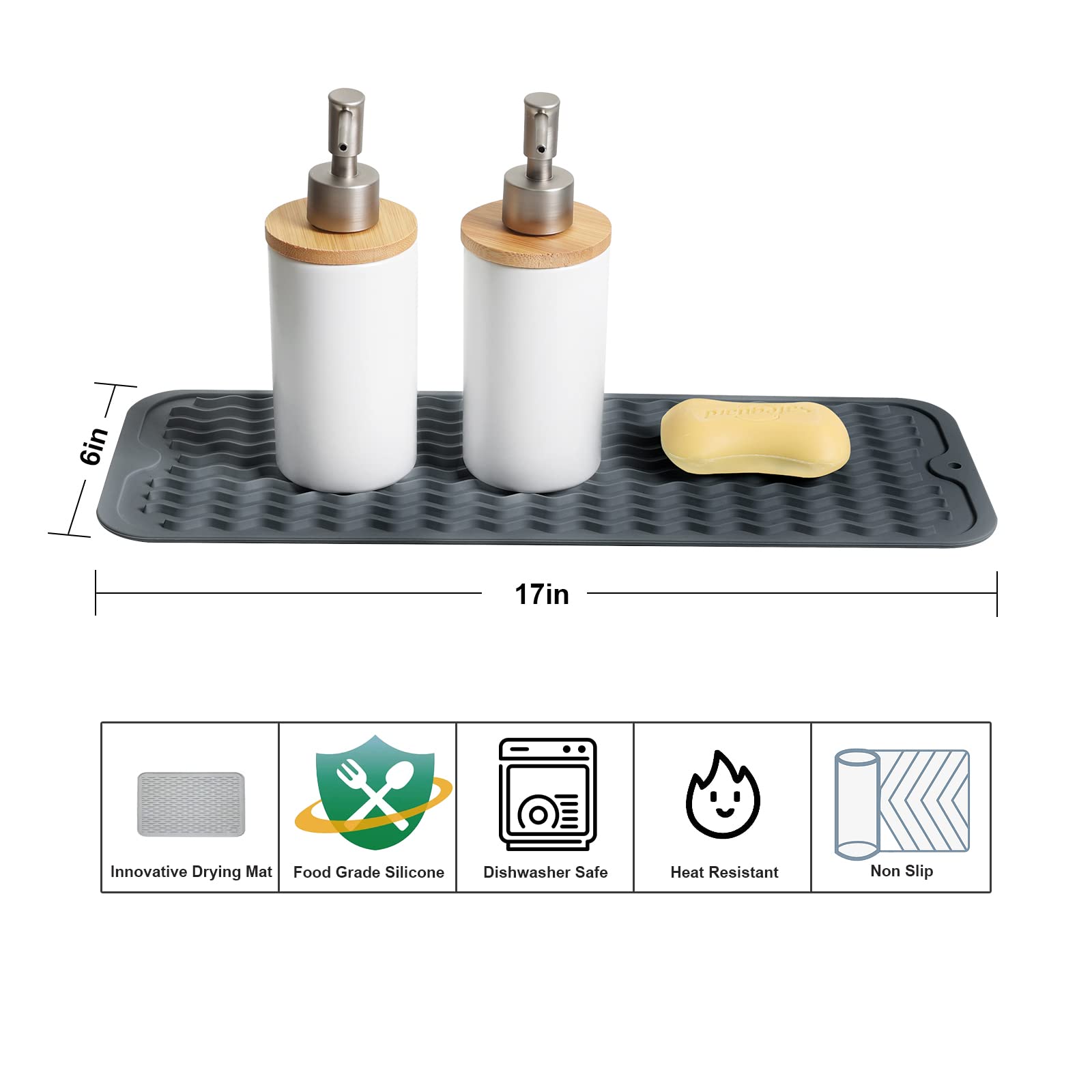 Zlr Silicone Dish Drying Mat For Kitchen Counter Small - Multi Usage Eco Friendly Drying Matt Kitchen Counter - Easy To Clean He