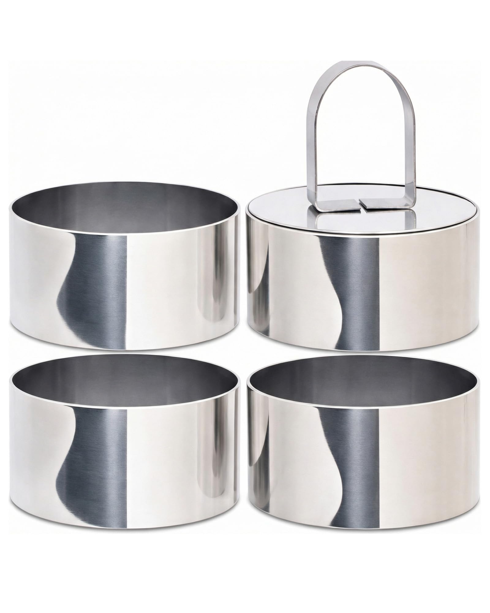 Vosturdy Ring Molds for Cooking, 3 Stainless Steel Food Rings with Pusher
