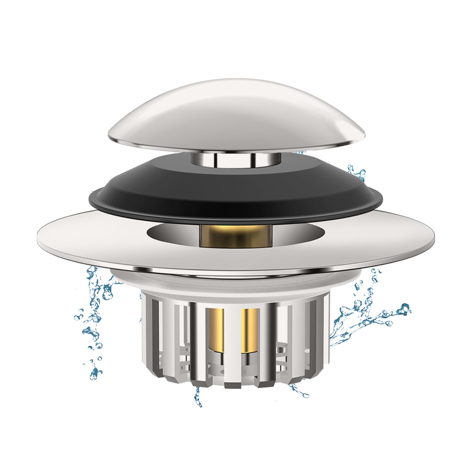 Universal 3 in 1 Bathtub Drain Stopper Bathtub, Pop-up Tub Stopper with Effective Filter Basket, Anti-Clogging Bathtub Drain Plu