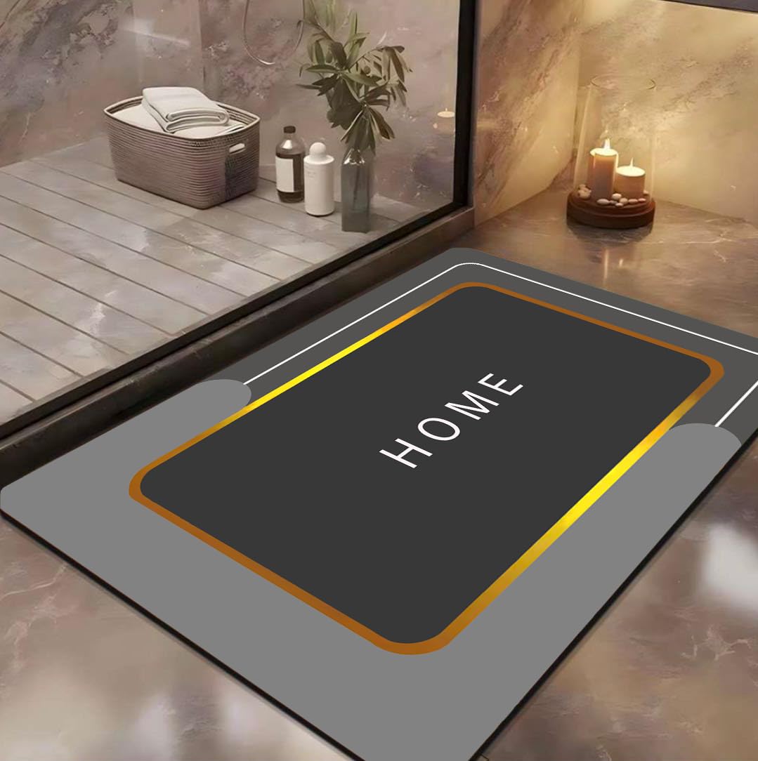 Yellow Weaves Synthetic Rubber 3 Pcs Anti Slip Water Soaking Floor Mat,Water Absorbent Non Slip Rectangular Bath Mat,Quick Dry M
