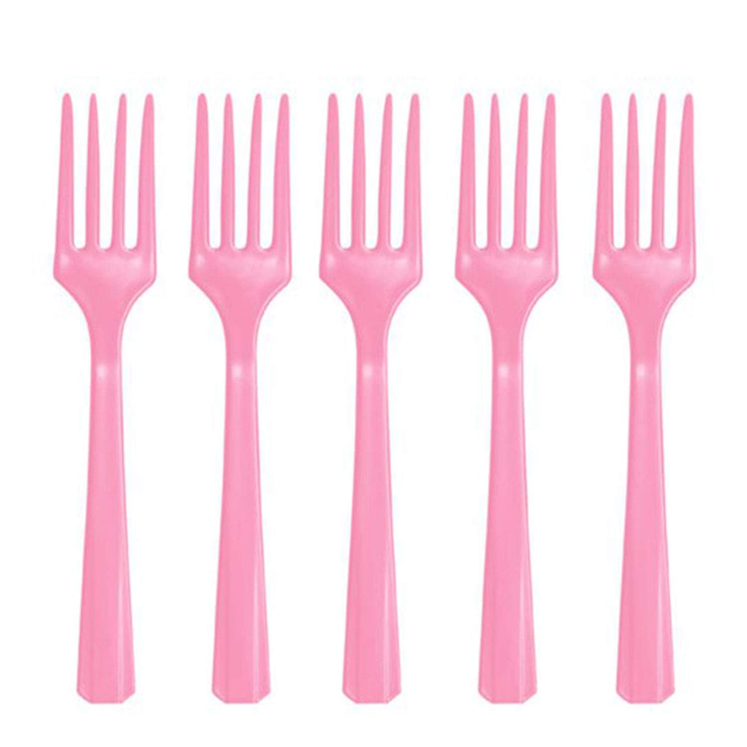 Amscan 8017.109 Premium New Pink Plastic Forks, 50Ct