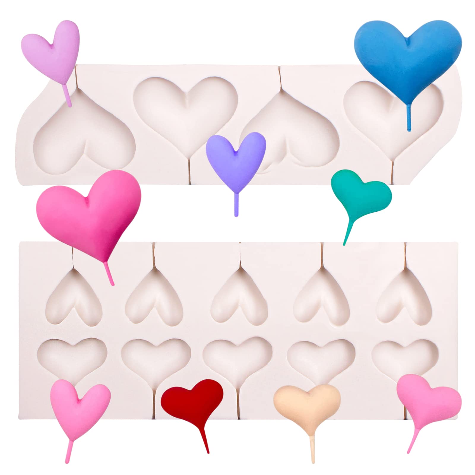 Love Lollipop Fondant Molds, Heart-Shaped Candy Chocolate Silicone Molds, Used For Cake Cupcake Decoration, Sugar Craft Glue, Je