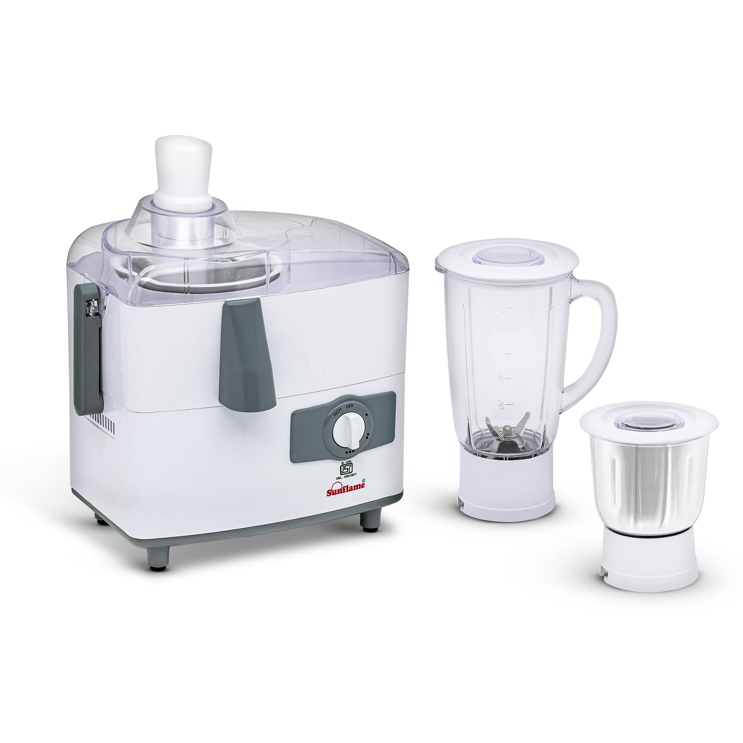 Sunflame Mj50 Juicer Mixer Grinder | 500 Watts | 1.5L Juicer Jar | 0.8L Grinding Jar | 1-Year Coverage | Stainless Steel Blades 