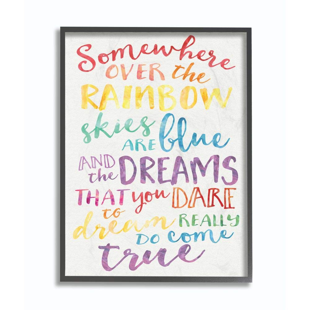 Stupell Industries Somewhere Over The Rainbow Watercolors Black Framed Wall Art, 24X30, Design By Artist Erica Billups