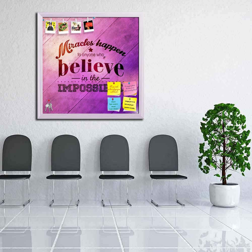 ArtzFolio Typographic Art D3 | Bulletin Board Notice Pin Board | Vision Soft Board Combo with Thumb Push Pins & Sticky Notes | W