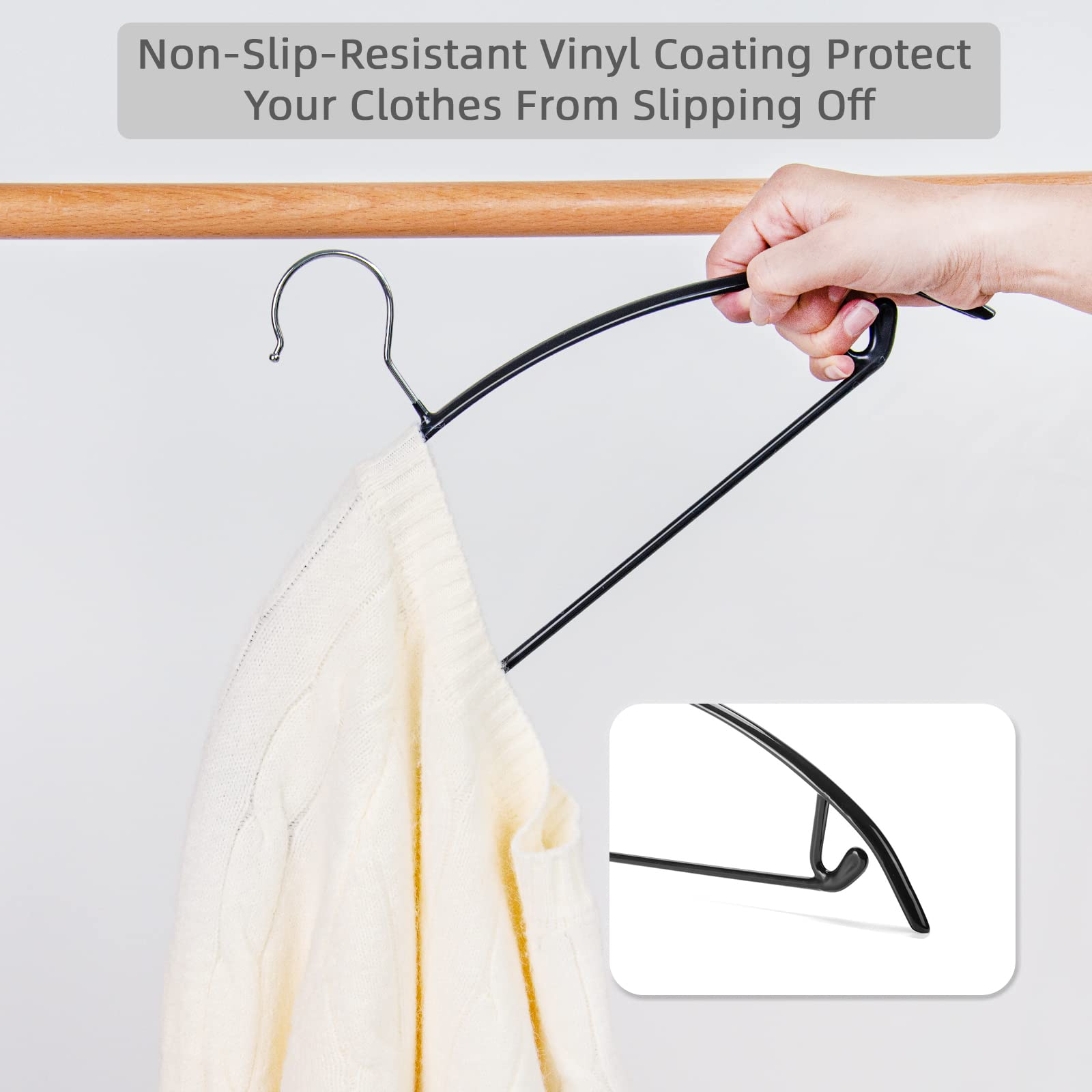 Nature-Smile 20 Pack Non Slip Suit Hanger Coat Jacket Hangers Sweater Hangers PVC Coating Metal Hangers for Pants Shawls Belts Bras - Dimple & Crease Free T Shirt Hangers Black Color?