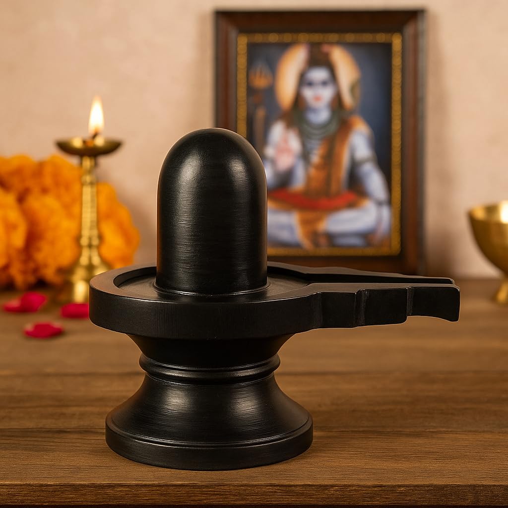 Athizay Stone Shivling  6 Cm  Black  Compact Idol For Pooja, Car Dashboard, Gifting