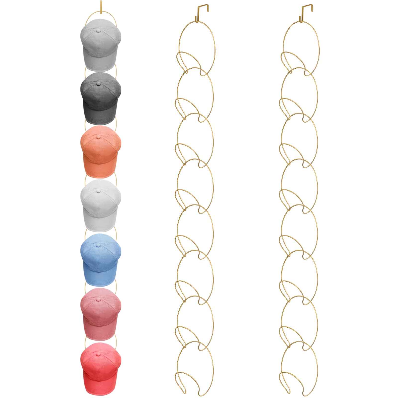 Yerliker 16 Pieces Hat Rack Wig Holder Over The Door Baseball Hat Holder Wall Mounted Hanging Hat Wig Organizer For Closet Displ