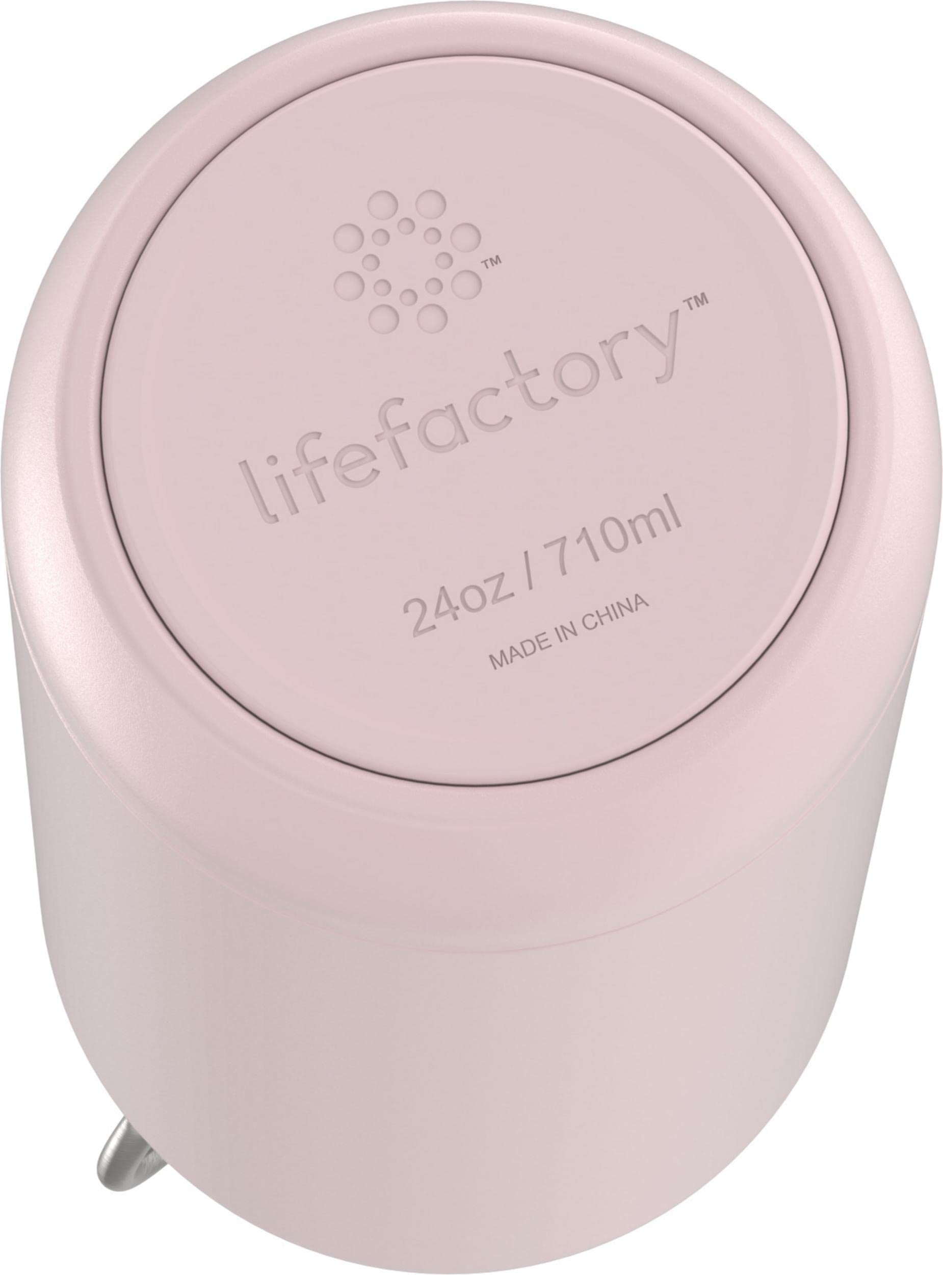 LIfeFactory Stainless Steel Vacuum-Insulated Sport Bottle  24 Ounce  Desert Rose