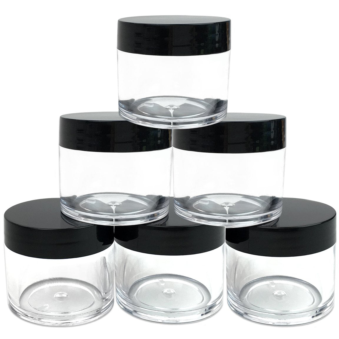 (Quantity: 6 Pieces) Beauticom Premium 30G/30Ml (1 Oz) Round Clear Jars With Black Flat Top Lids For Beads, Gems, Glitter, Charm