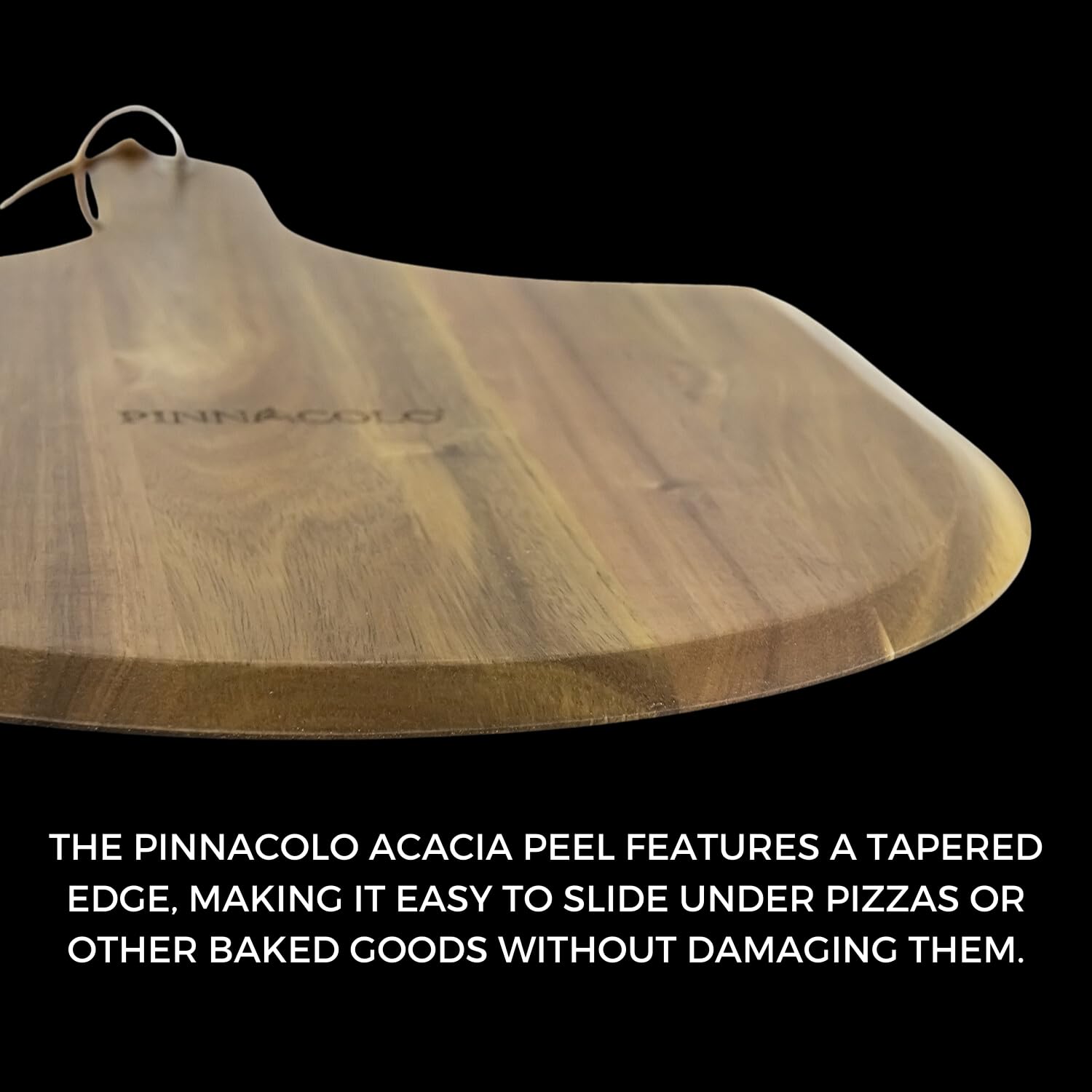 Pinnacolo 14 Inch Acacia Wooden Pizza Peel - Lightweight And Sturdy, Perfect For Homemade Pizza, Bread, And Pastries (Natural Wo