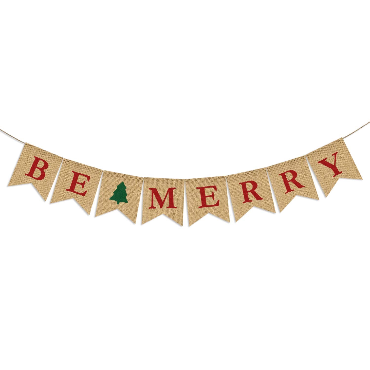 Be Merry Burlap Banner  Christmas Burlap Banner  Christmas Tree Garland  Holiday Bunting  Home Garden Indoor Outdoor Banner  Nat