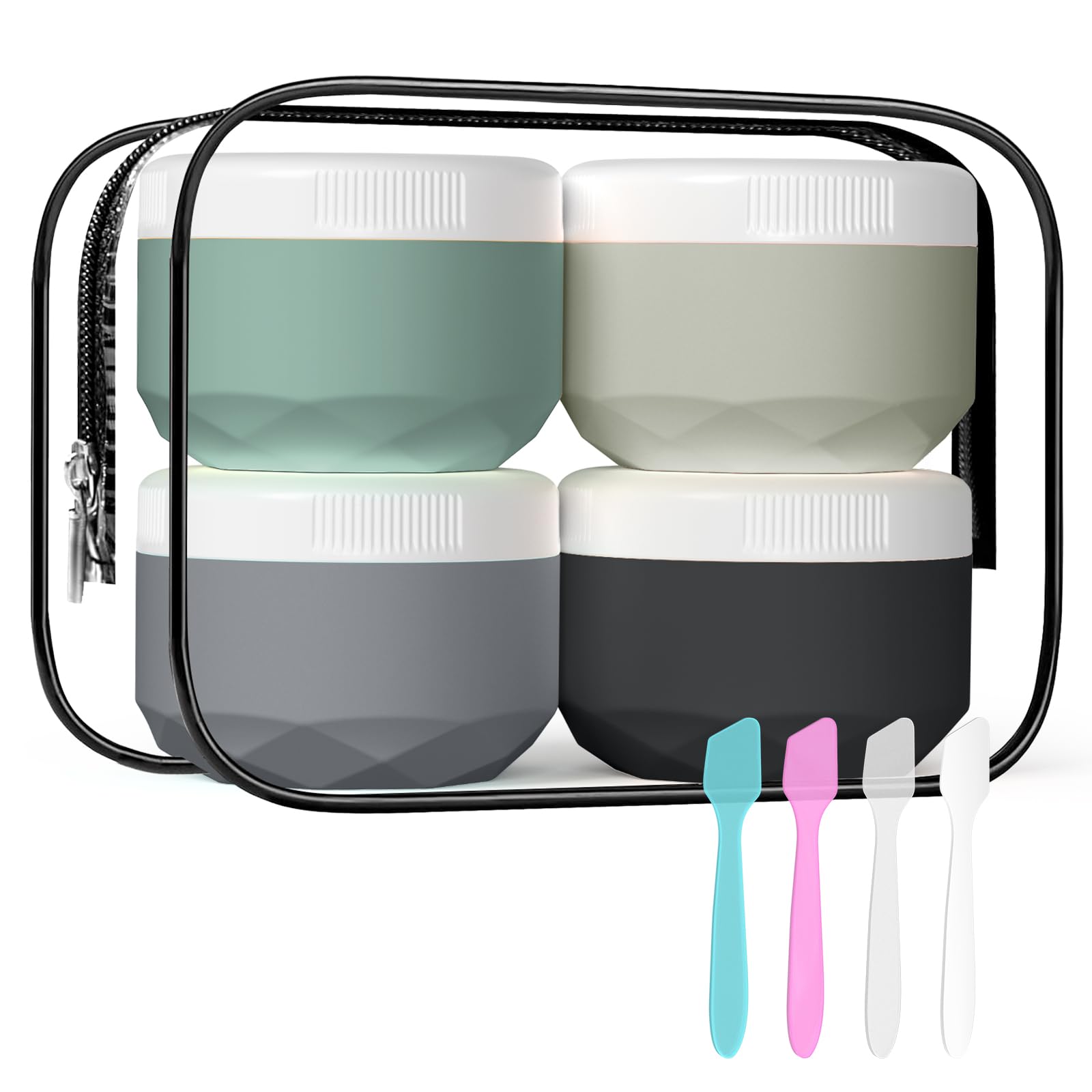 Travel Containers For Toiletries, Silicone Cream Jars Tsa Approved 1.7Oz Travel Size Containers With Toiletry Bag, Wide Mouth Le