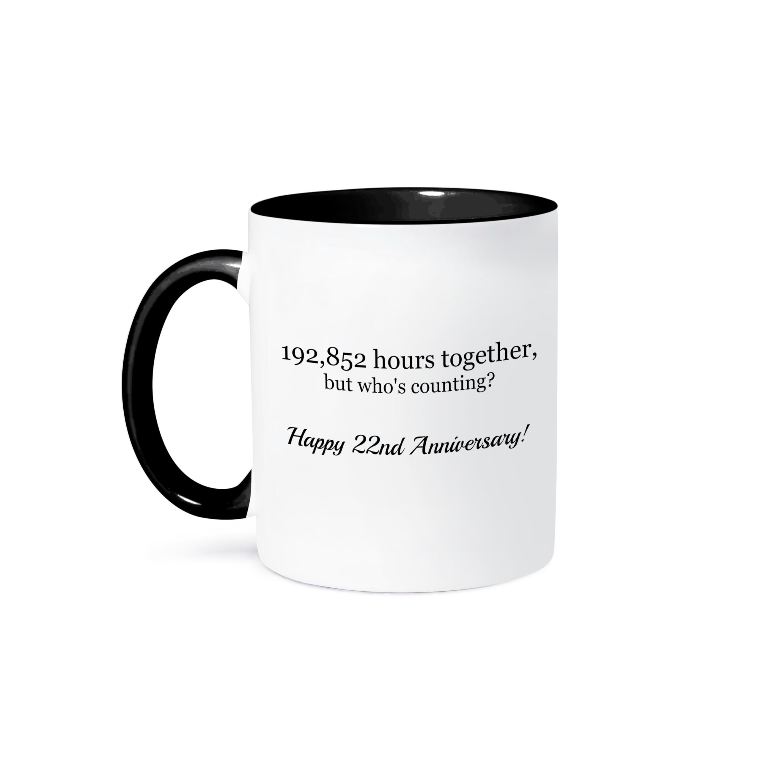 3dRose Happy 22Nd Anniversary-198852 Hours Together Mug, 1 Count (Pack of 1), Black