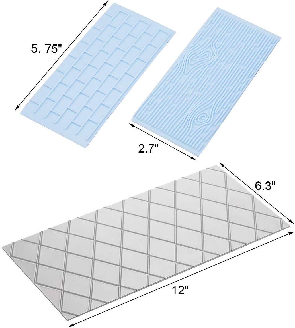 10 Set Fondant Impression Mat Mold Lace Embossing Mat Tree Bark/Brick Wall/Flower/Stone Wall Fondant Impression Mats Texture Des