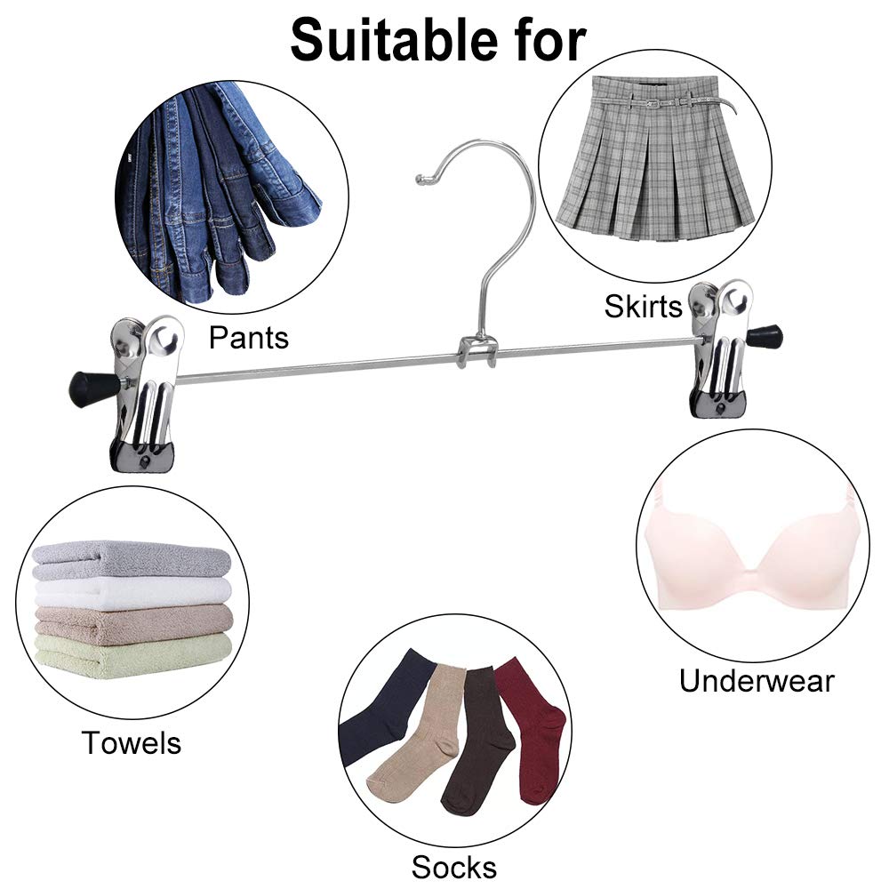 Northern Brothers Pants Hangers With Clips 20 Pack, Adjustable Skirt Hangers For Women Metal Pants Hangers For Jeans