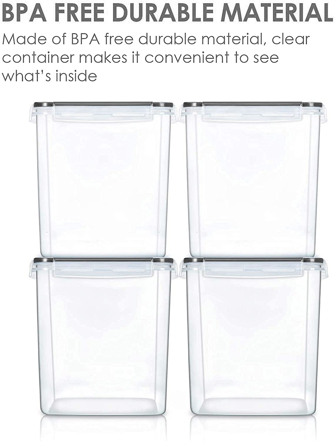 Vtopmart Food Storage Containers 2.5L / 84.5Oz, 4 Pieces Bpa Free Plastic Airtight Food Storage Containers For Flour, Sugar, Bak