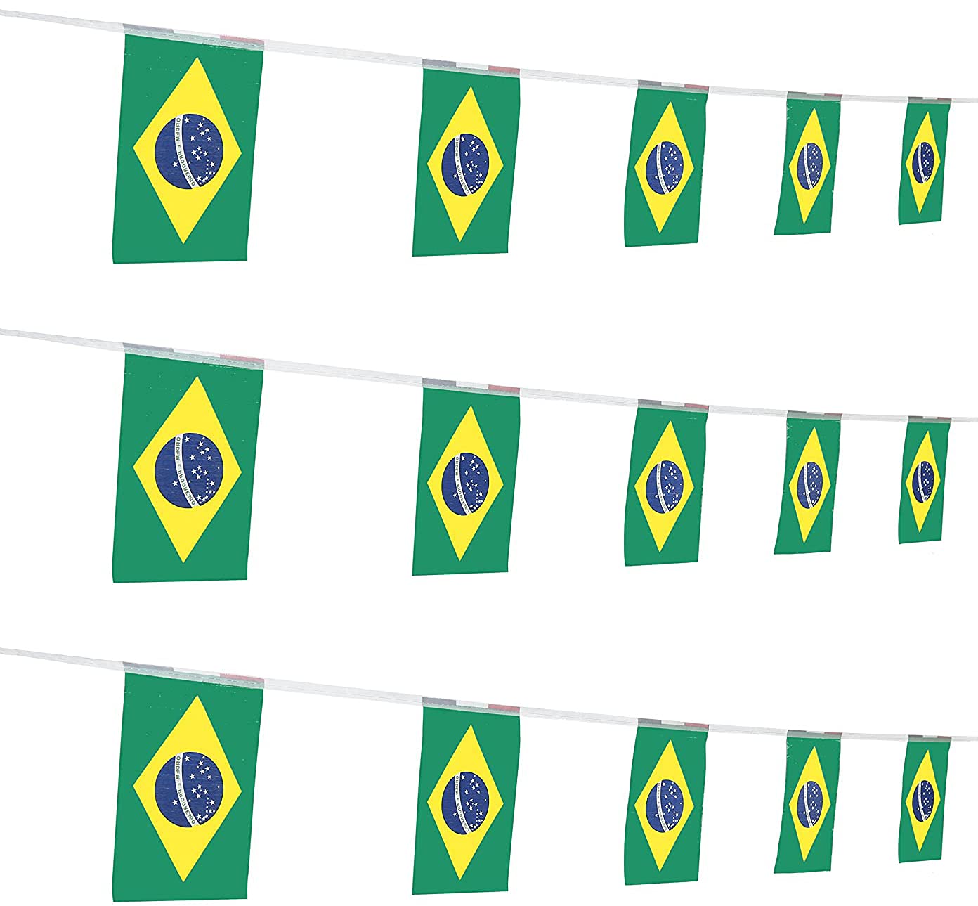 Zxvzyt Brazil Brazilian Flag Banner String,Small Mini Brazil Pennant Flags,For Grand Opening,Olympics,National Sports Events,Par