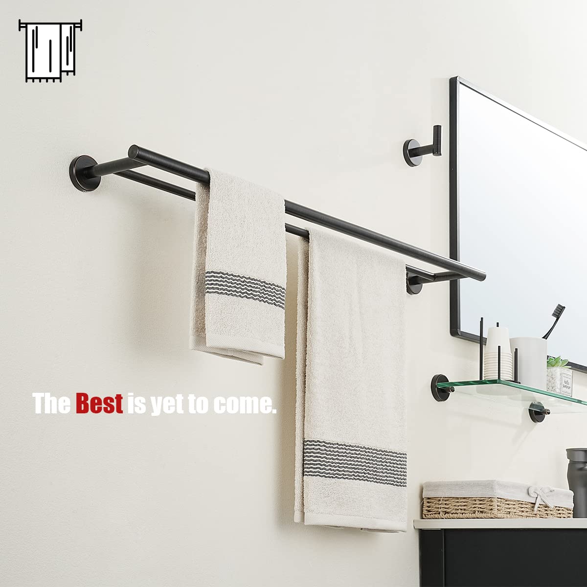 JQK Double Bath Towel Bar  Oil Rubbed Bronze 30 Inch 304 Stainless Steel Thicken 0.8mm Towel Rack for Bathroom  Towel Holder Wall Mount  33 in Total Length  TB100L30-ORB
