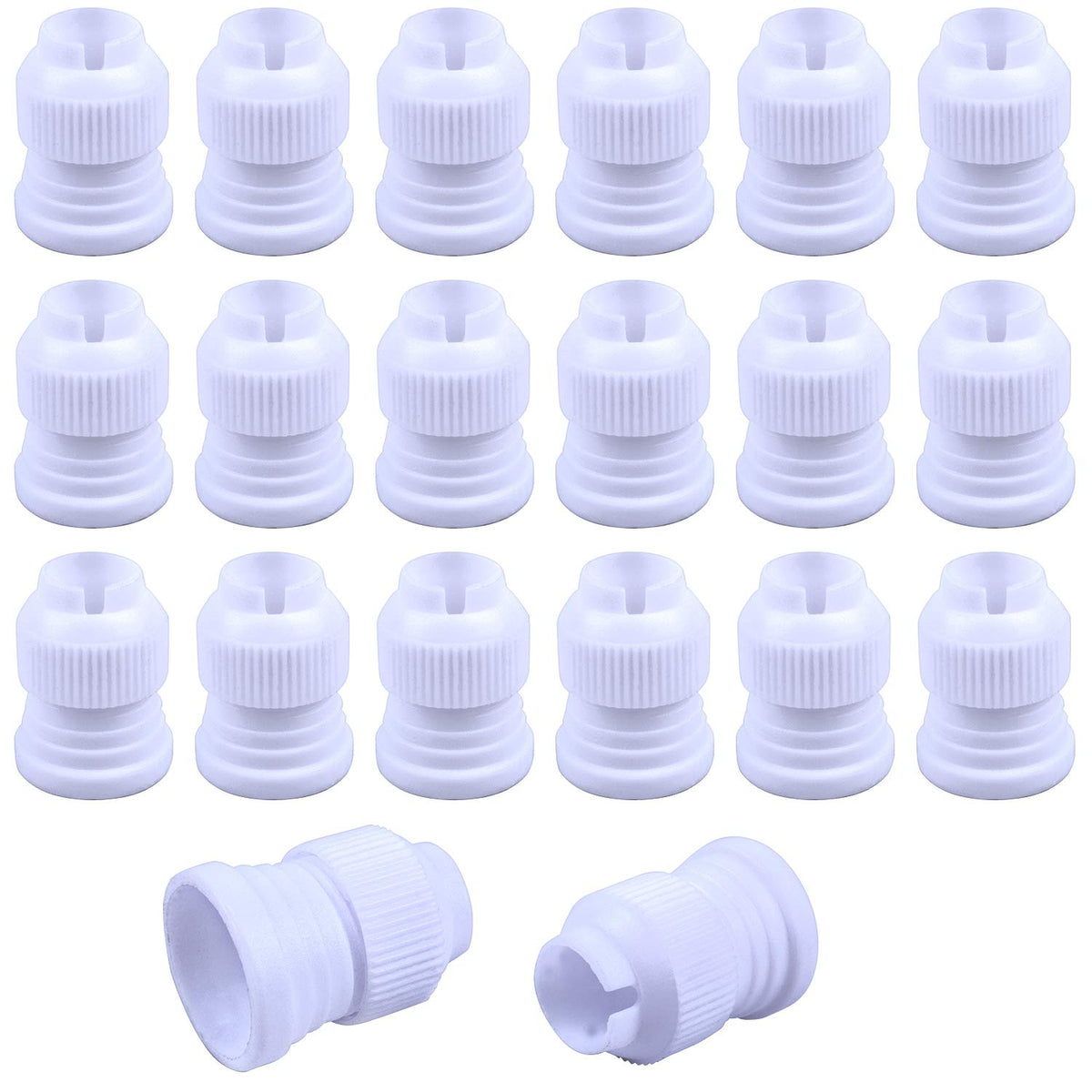 Jdesun 20 Pieces Plastic Standard Couplers Cake Decorating Coupler Pipe Tip Coupler For Icing Nozzles, White