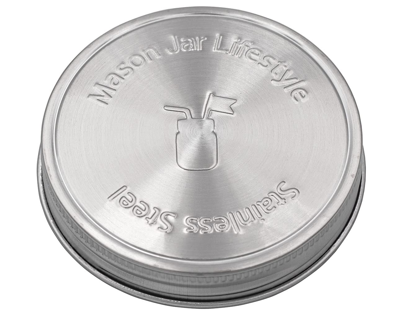 Mason Jar Lifestyle Rust Proof Stainless Steel Storage Lids With Platinum Silicone Liners (5 Pack, Wide Mouth)