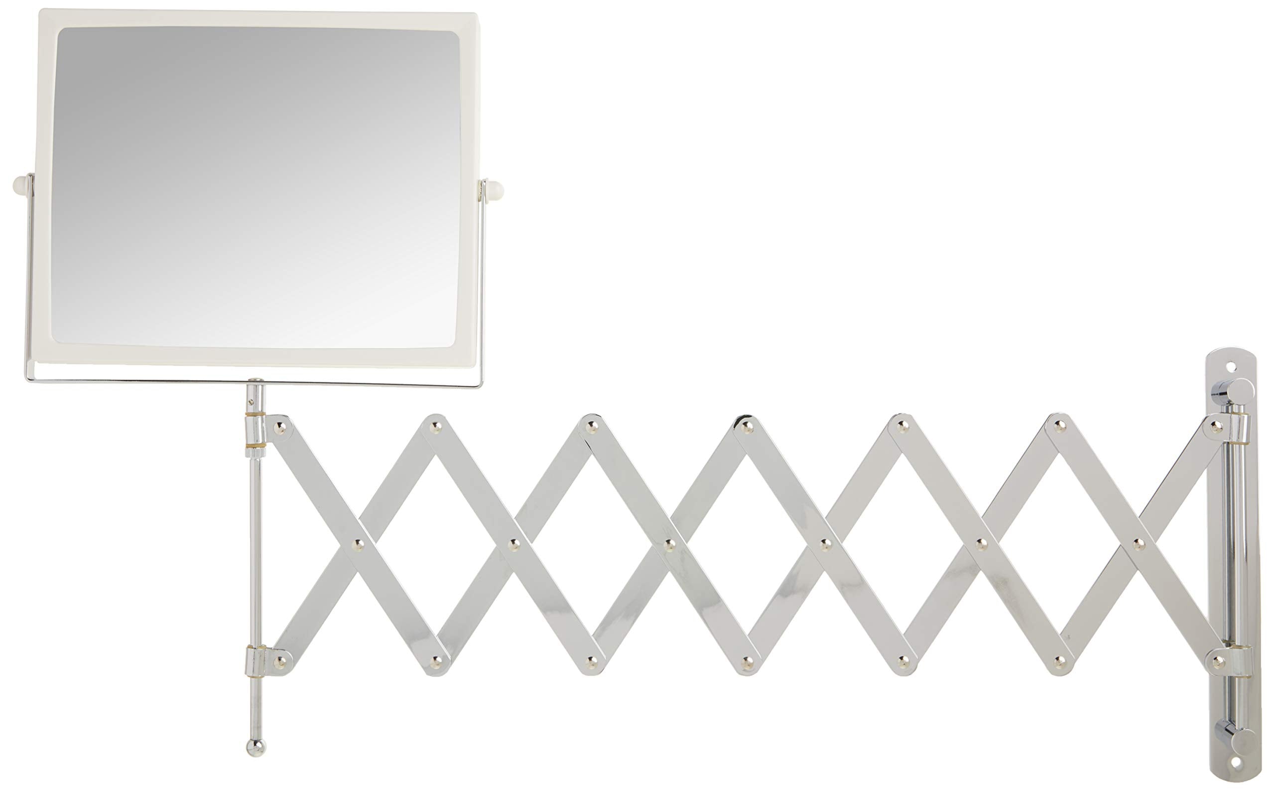 Jerdon 8.3-Inch X 6.5-Inch Two-Sided Swivel Wall Mount Mirror - Vanity Mirror With 5X Magnification & 30 Inch Wall Extension - W