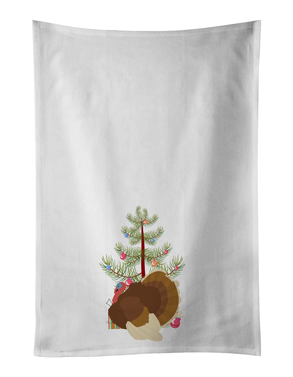 French Turkey Dindon Christmas White Kitchen Towel Set of 2