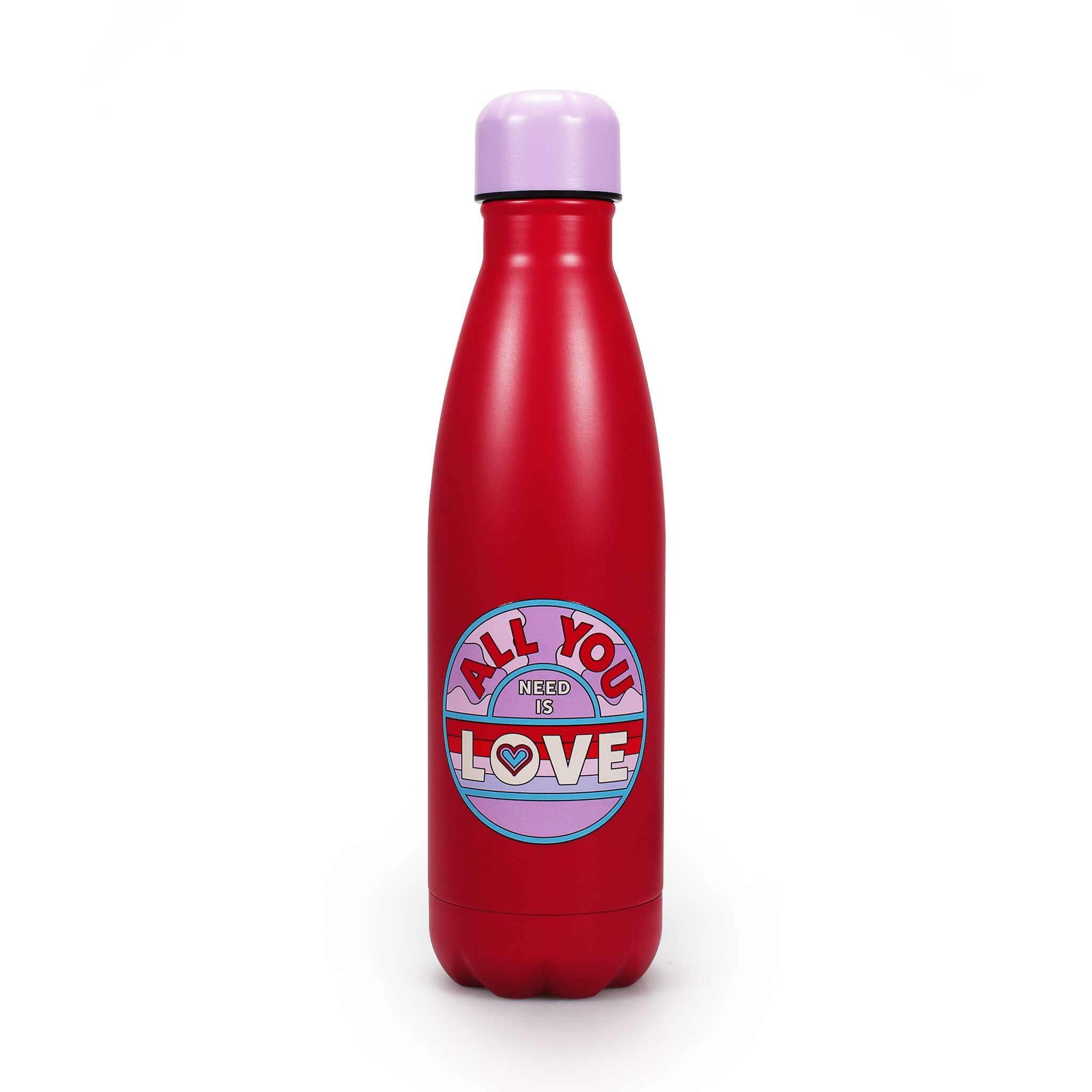 Half Moon Bay All You Need is Love The Beatles  Red/Pink 16 Ounce (500ml) DoubleWalled Stainless Steel Sports Water Bottle, W