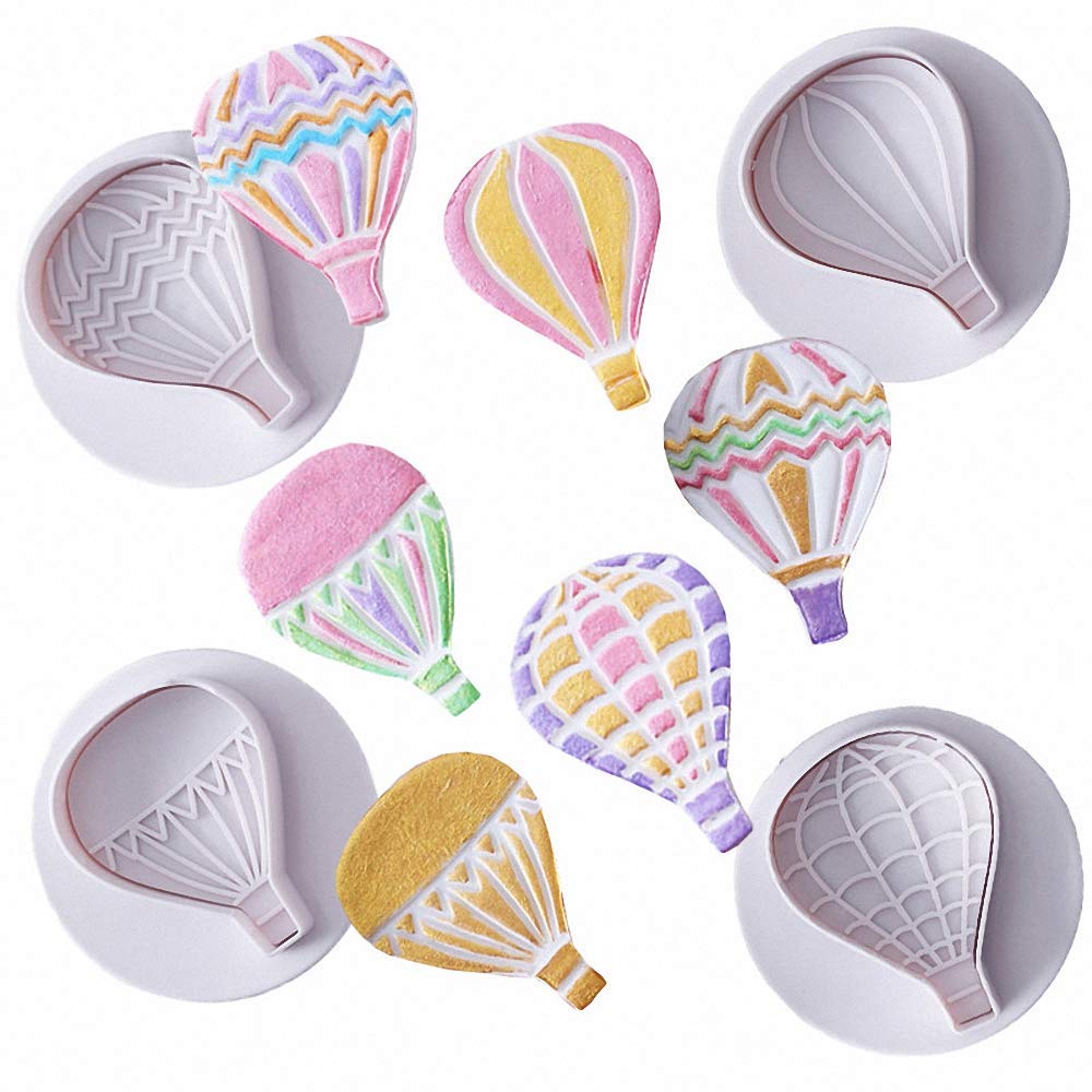 Fewo Set Of 9 Hot Air Balloons Cloud Plastic Fondant Cutting Mold Grass Sheep Biscuits Gum Paste Sugar Craft Cookie Cutter Baby