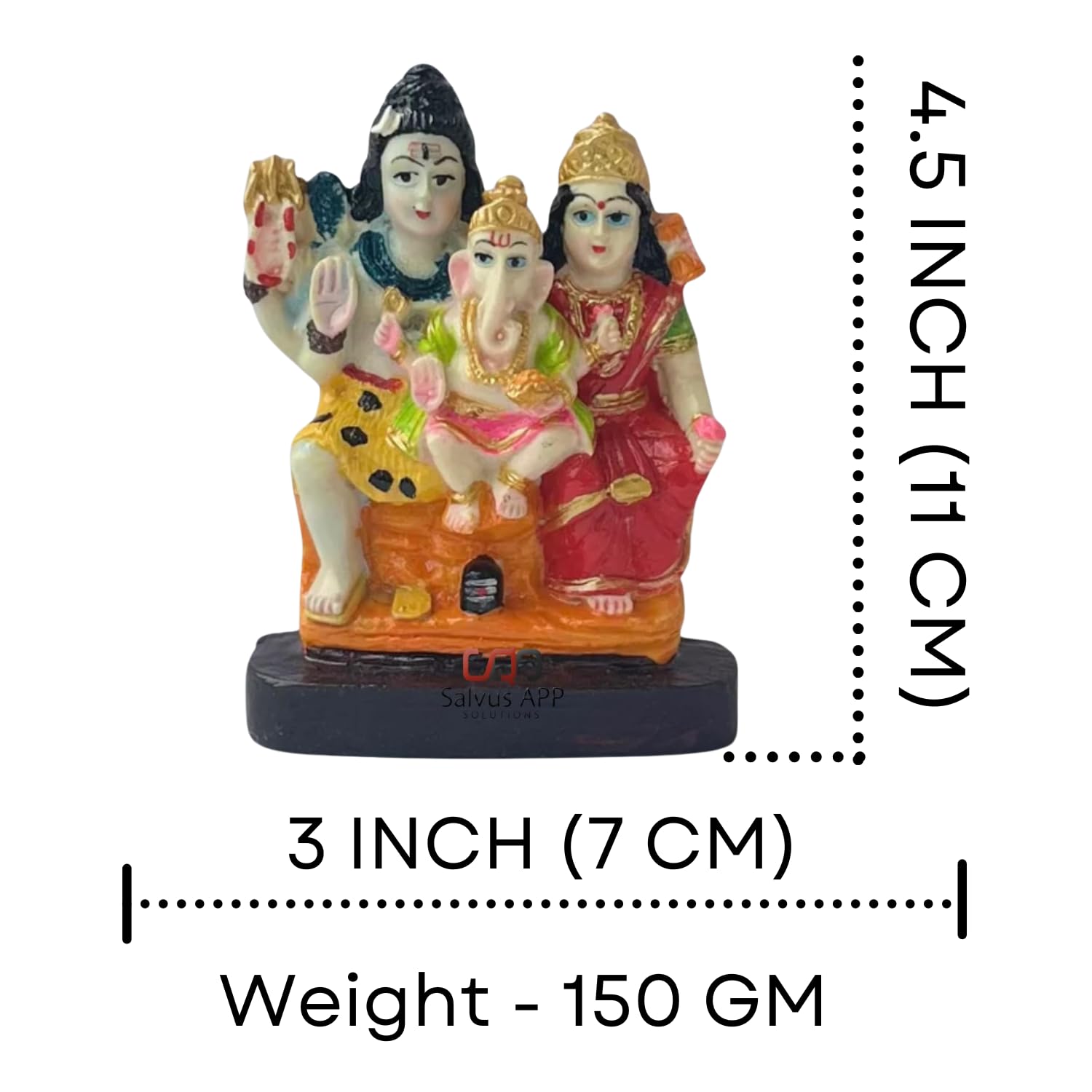 Salvus App SOLUTIONS Marble Powder Shiva Parvati and Ganesh Murti (11x7 cm, Multicolour)