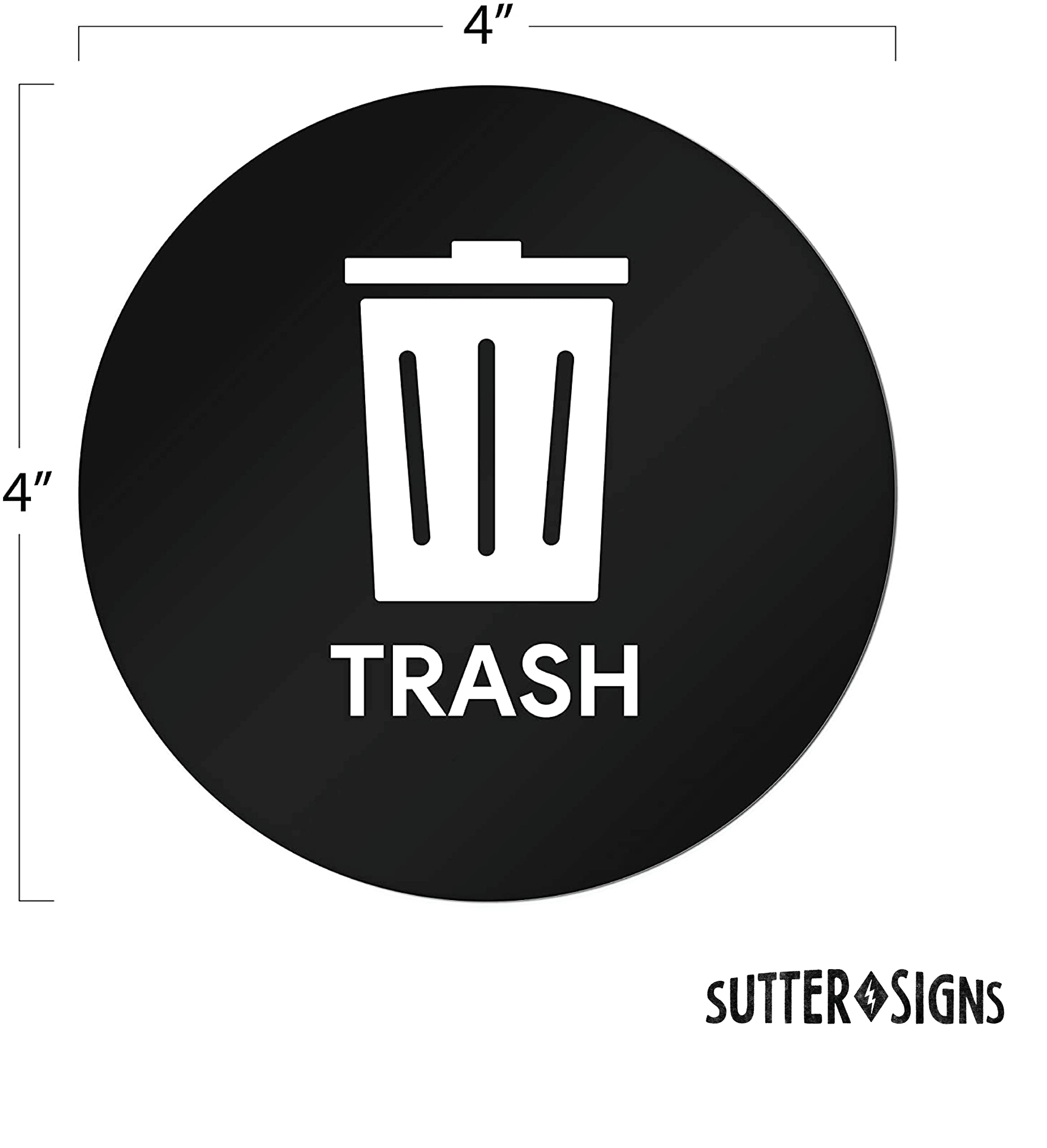 Sutter Signs 6pk Weatherproof Trash Compost Recycle Stickers - 4" Vinyl Labels for Bins, Multi-Color, Model SS-RTC-6PK
