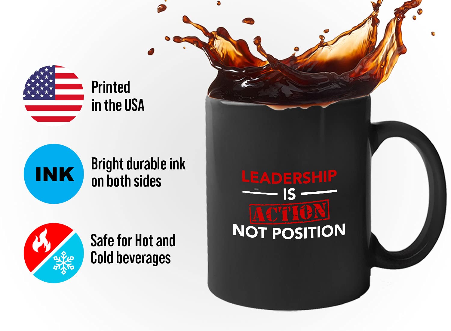 Bubble Hugs Leadership Coffee Mug - Leadership Is Action Not Position - Team Leader Scout Leader Leadership Gifts Coworker Appre