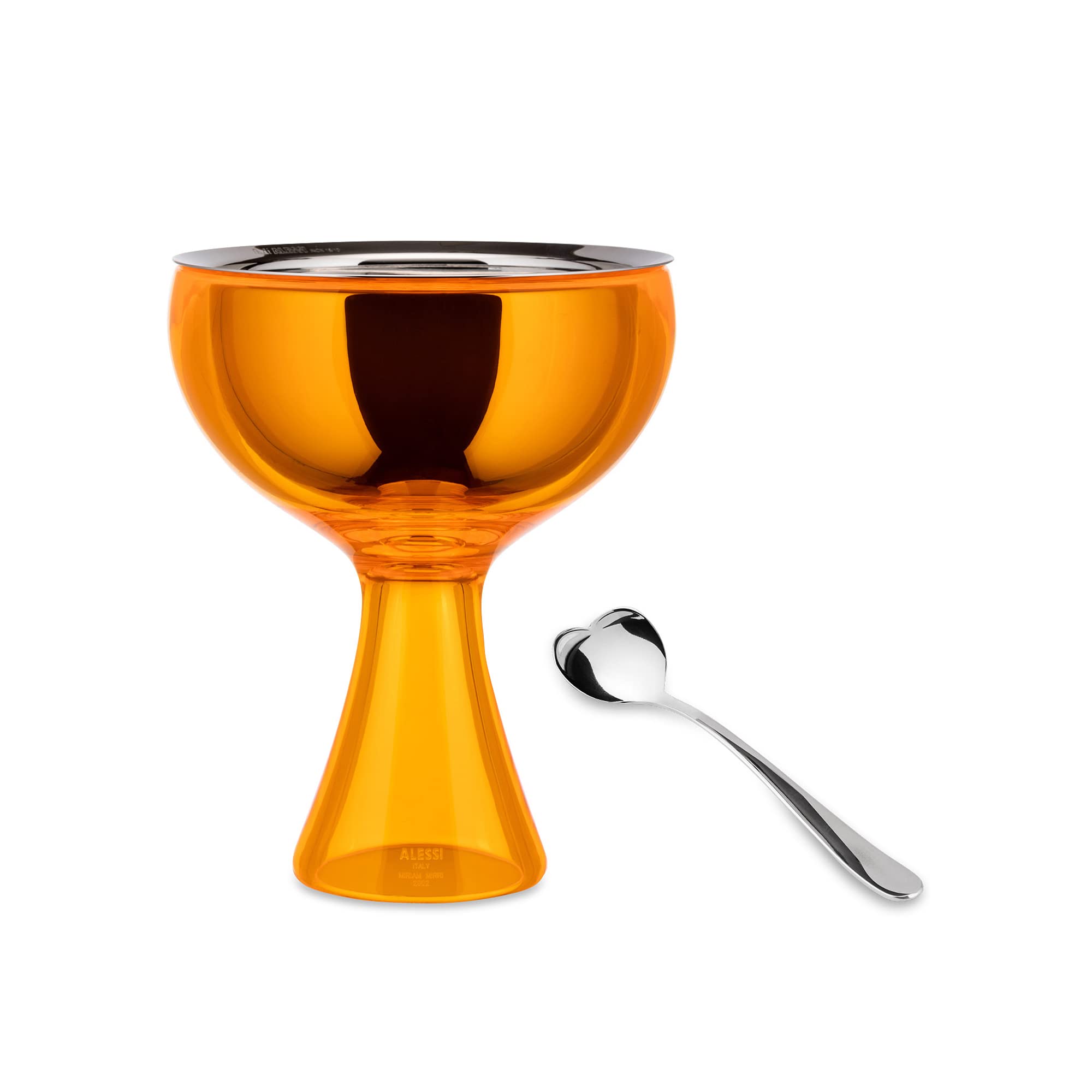 Alessi Big Love Ice Cream Bowl And Spoon, One Size, Orange