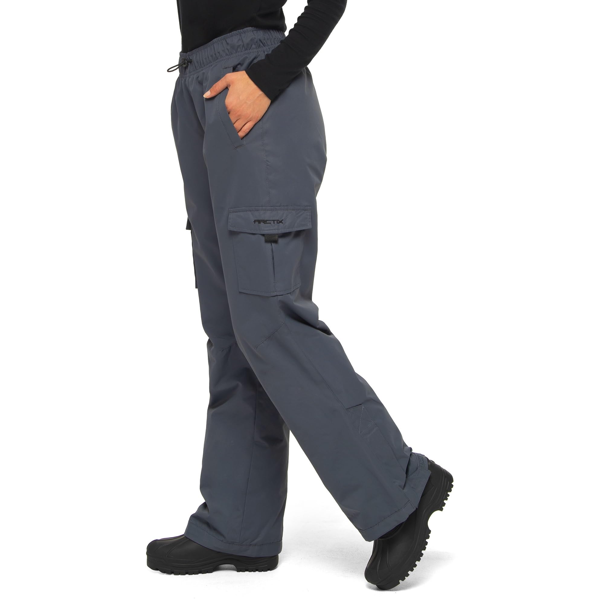 Arctix Womens Lumi Pull Over Fleece Lined Cargo Snow Pants, Steel, 1X Tall
