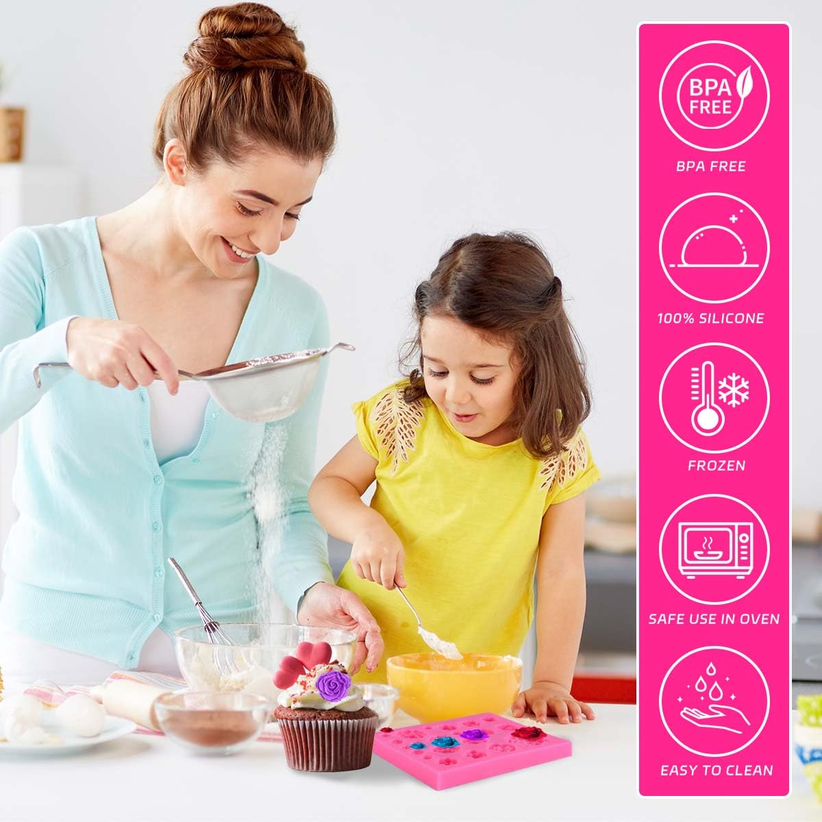 Obtanim Silicone Rose Flower Fondant Mold 21 Cavity Roses Shape Cake Cupcake Top Decoration Mould For Chocolate Handmade Candy M
