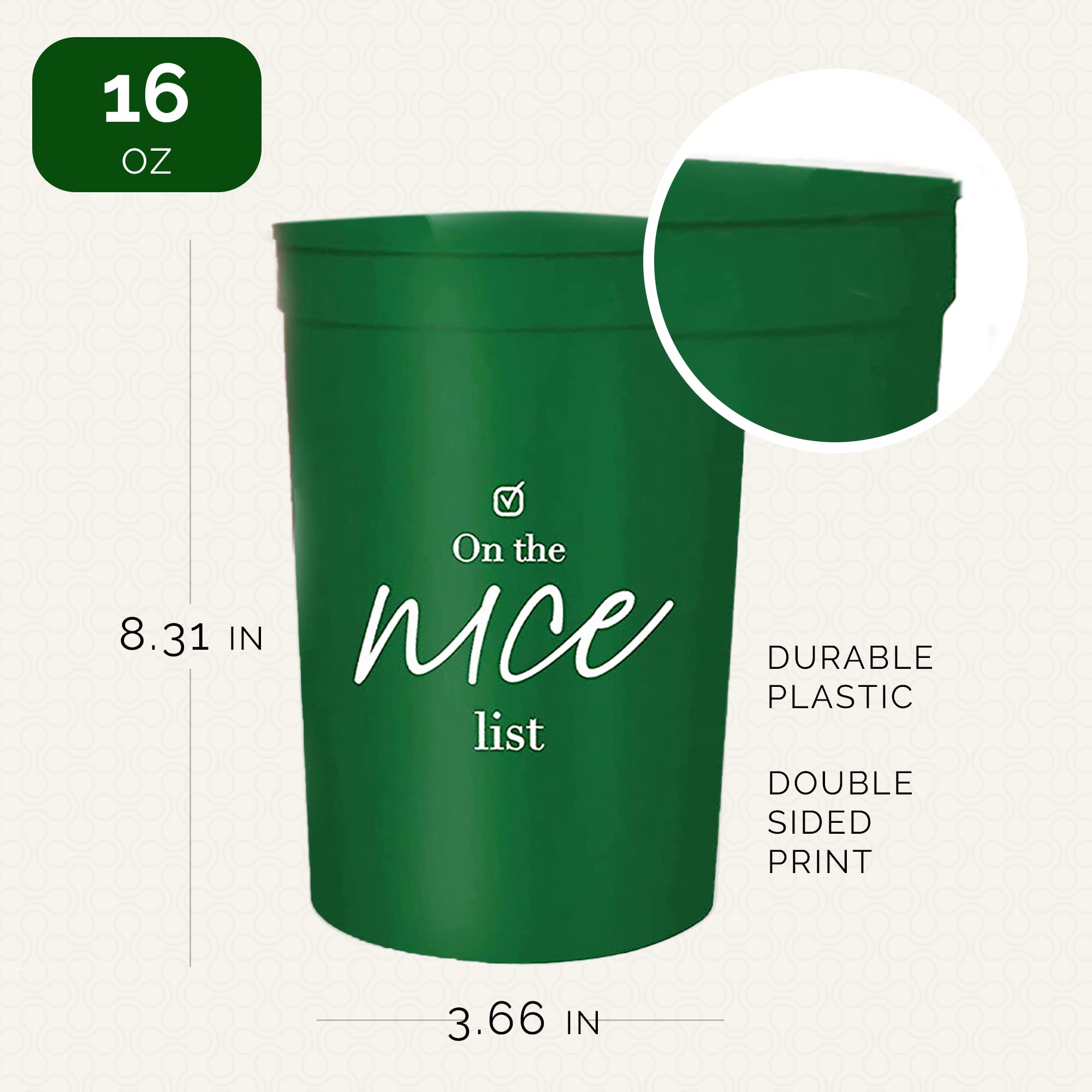 Christmas Cups, Naughty Nice, Set Of 12, 16 Oz Each Christmas Plastic Cups, Holiday Ups, Christmas Party Favors Adults, Christma