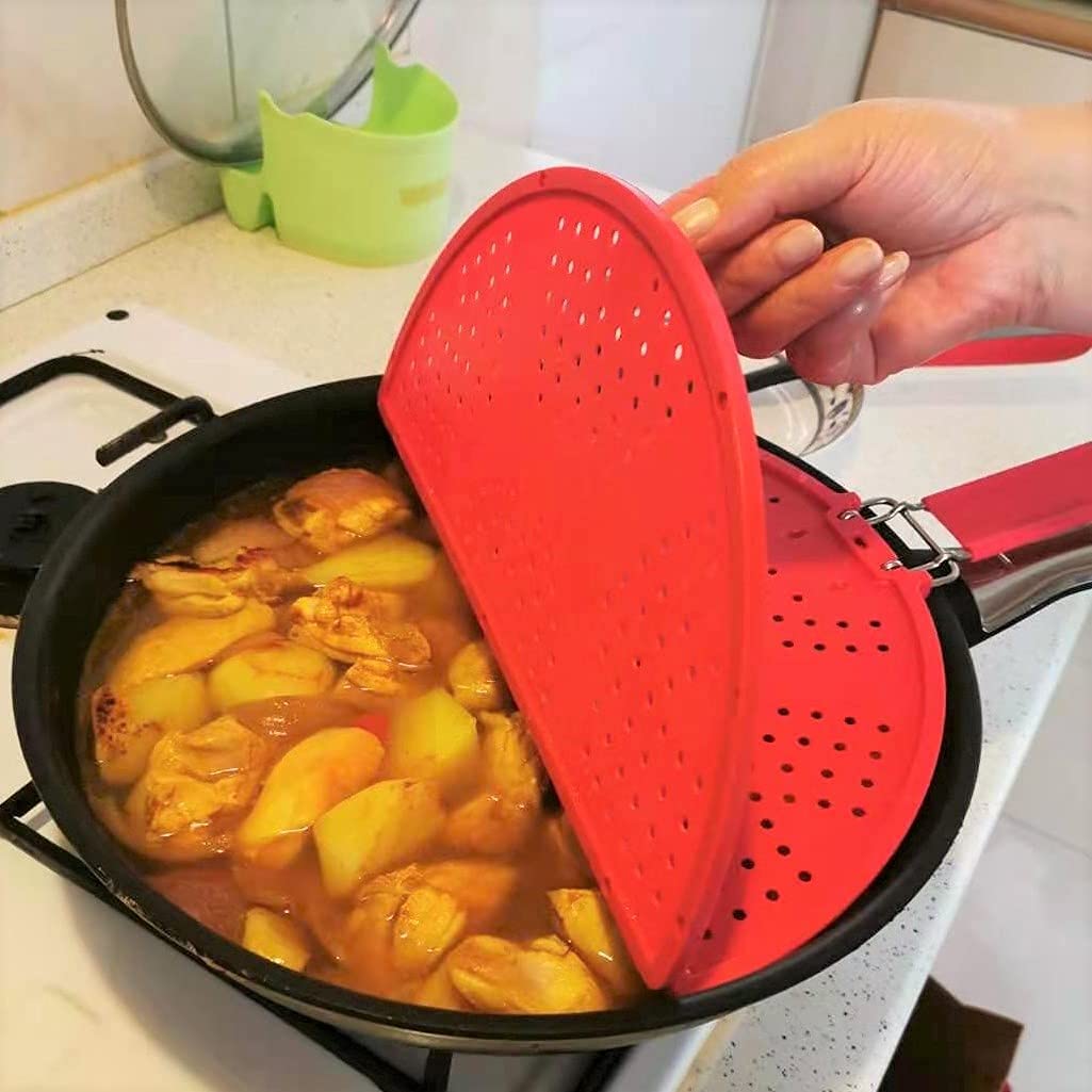 Ez Kitchen Foldable Splatter Screen Strainer, Silicone Splatter Screen With Folding Handle, Splatter Screen For Frying Pan 11 3/