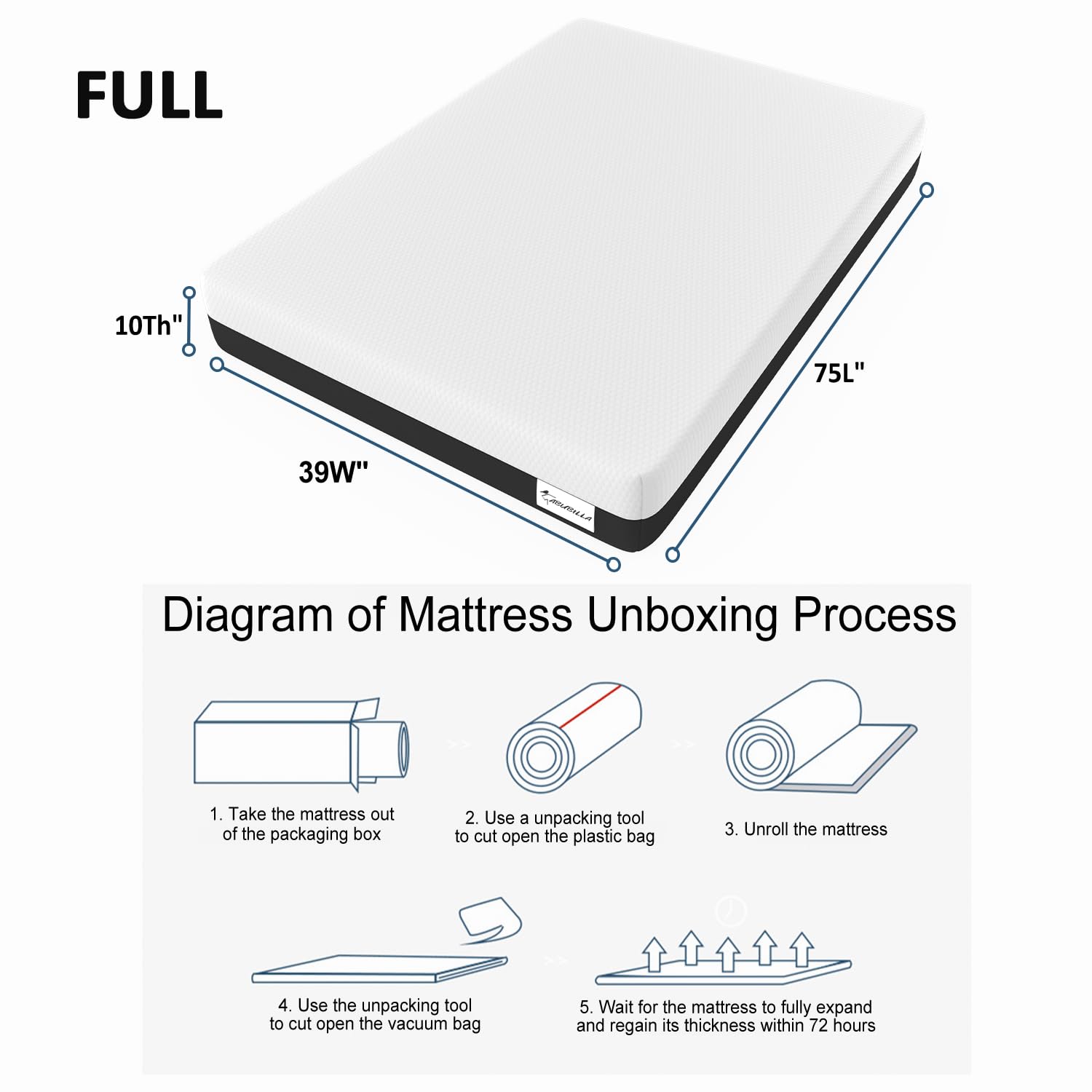 Liyih 10 Inch Full Mattress, Memory Foam Mattress, Guest Room Mattress,Suitable For Camping Mattresses, Memory Foam Topper Cooli
