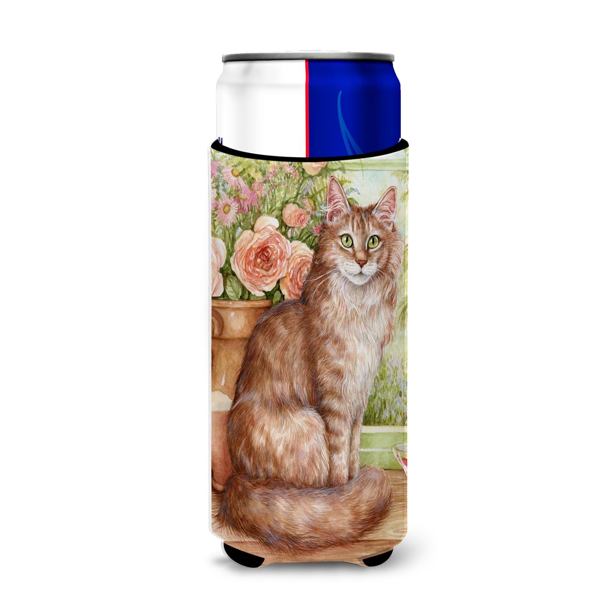 Caroline'S Treasures Cdco0236Muk Maine Coon Cat Hugger For Slim Cans Can Cooler Sleeve Hugger Machine Washable Drink Sleeve Hugg