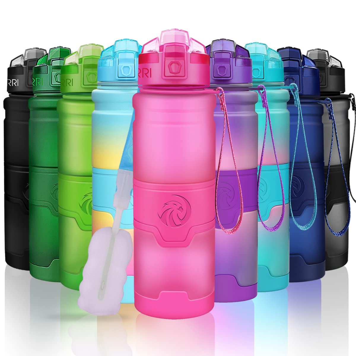 ZORRI Sports Water Bottle, 400/500/700ml/1L, BPA Free Leak Proof Plastic Bottles Outdoors,Camping,Cycling,Fitness,Gym,Yoga- Kids