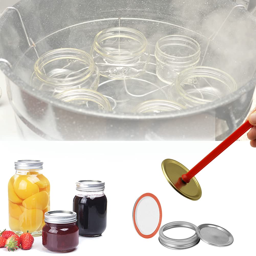 4 Pack Lid Lifter Magnetic Lid Lifter Canning Lid Lifter Canning Supplies Lid Wand Canning Lid Magnetic Lifter Canning Kit Canning Tools for Pots Home Canning of Preserving Fruits and Vegetables  Red