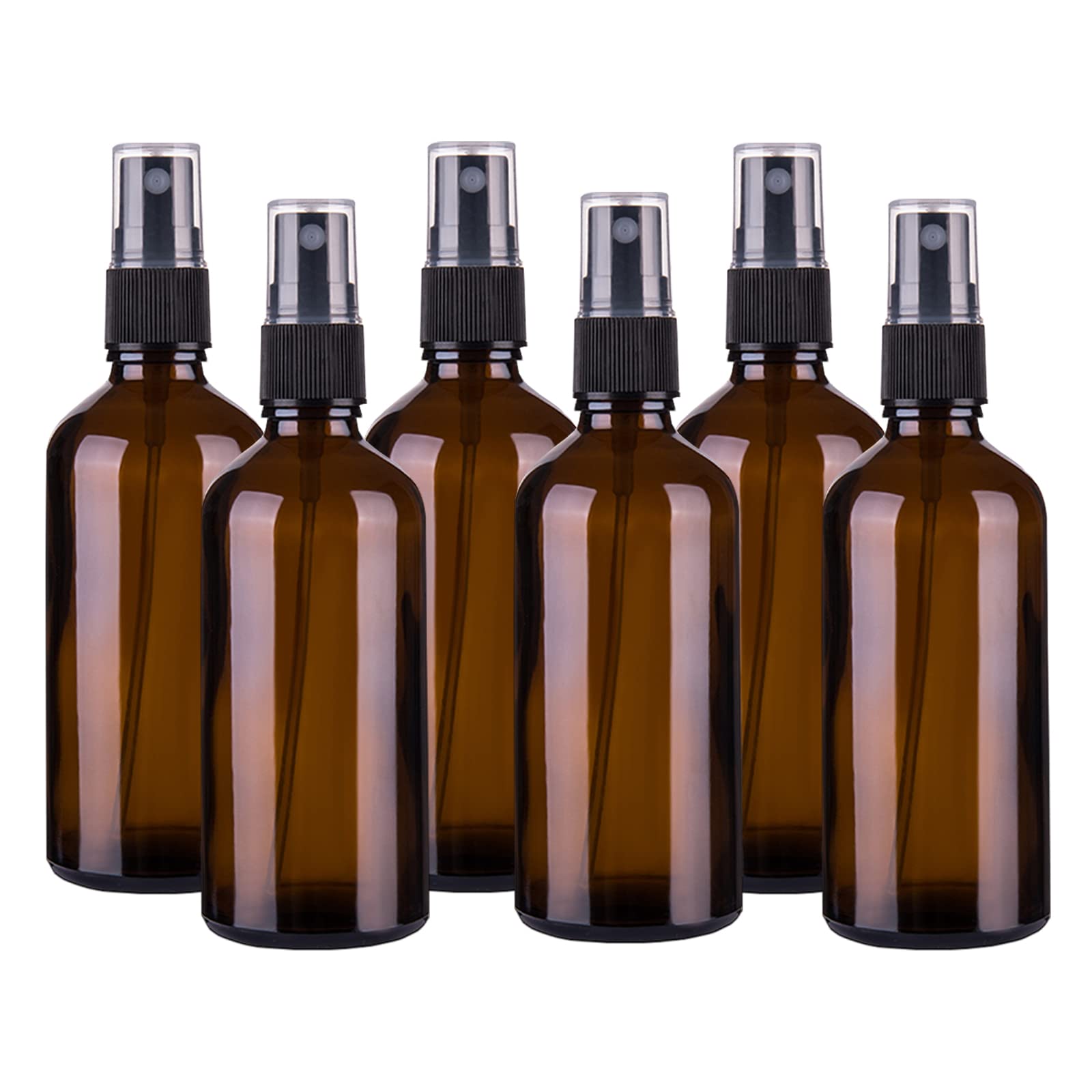 Hydior 4Oz Amber Glass Spray Bottle For Essential Oil, Empty Fine Mist Spray Bottle, 6 Pack