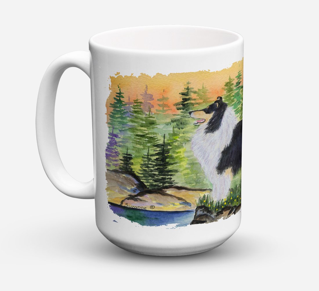 'Caroline's Treasures SS8203CM15 Collie Dishwasher Safe Microwavable Ceramic Coffee Mug, 15 oz, Multicolor''
