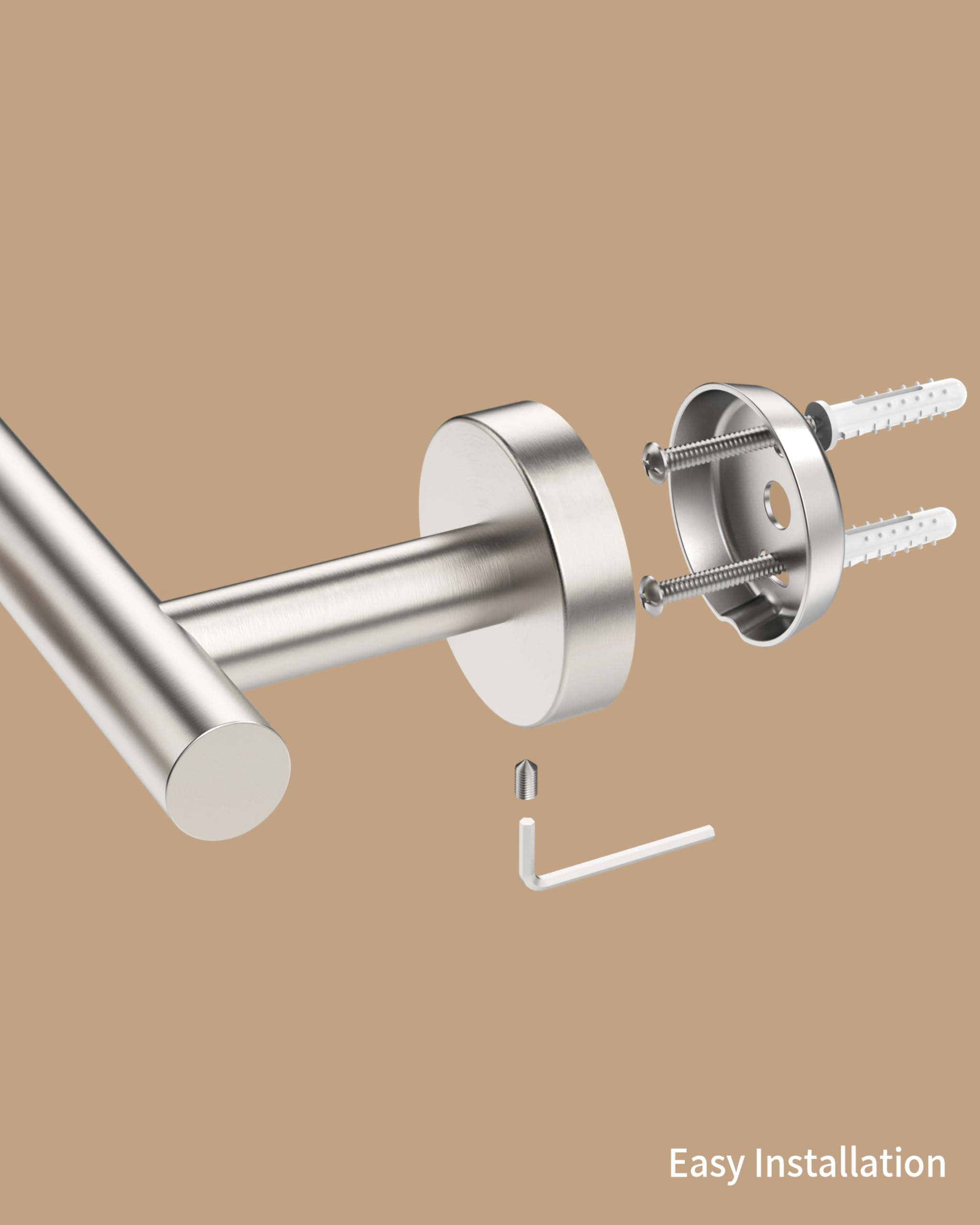 Wzkaly Brushed Grey Towel Bar, 16 Inch 304 Stainless Steel Towel Rack Bathroom, Towel Holder Brushed Grey Wall Mount, Total Leng