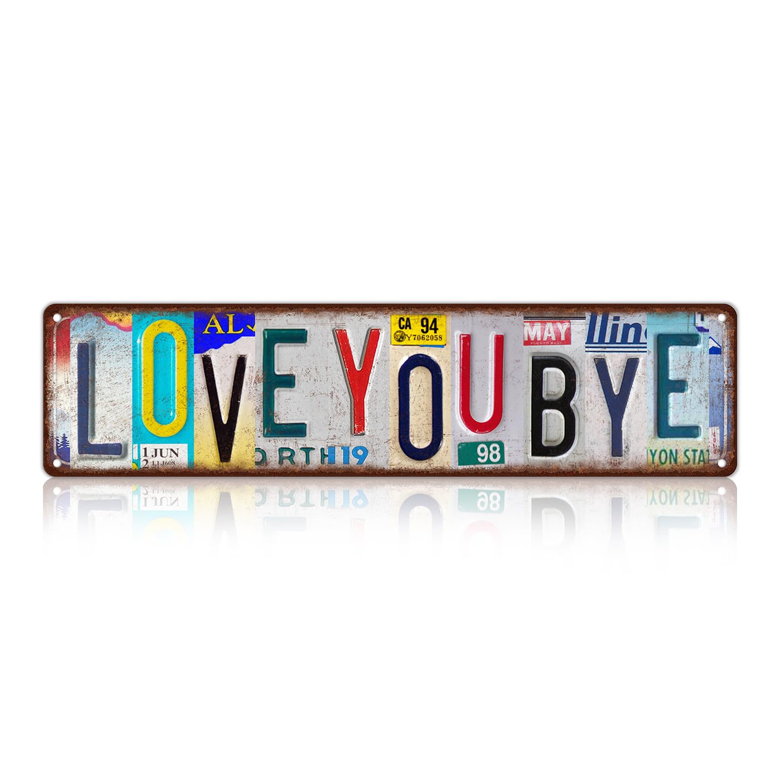 Vintage Love You Bye Wall Decor Street Signs Home Bar Coffee Metal Tin Signs Gifts to Express Warm for Your Family 16 x 4 Inches